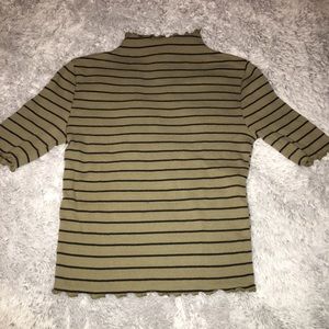 olive green, striped shirt. size XS/S